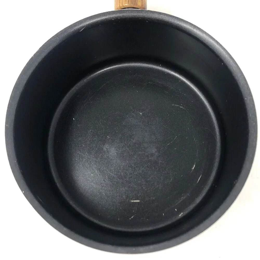 Mirro Sauce Pans 2 Qt & 1 Qt  VTG USA Non-Stick Aluminum Wooden Handle w/ Lids